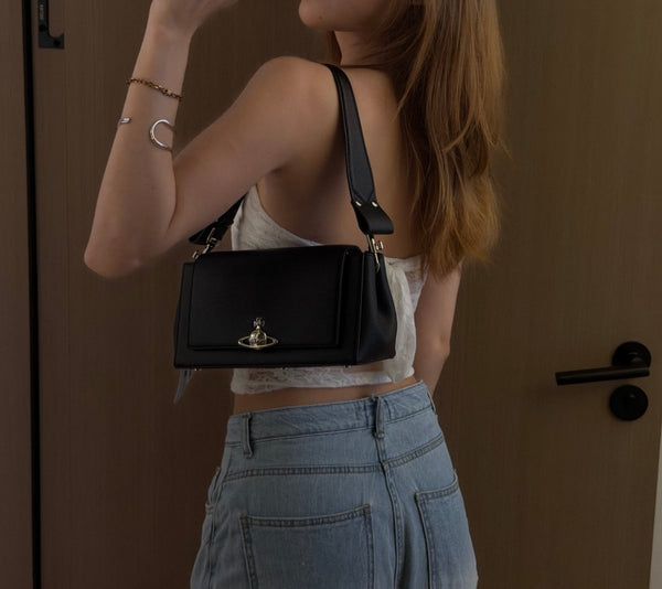Vivienne Westwood Hazel Bag👜新版3D LOGO 復古皮革荔枝紋手袋 - TOPICKSTORE