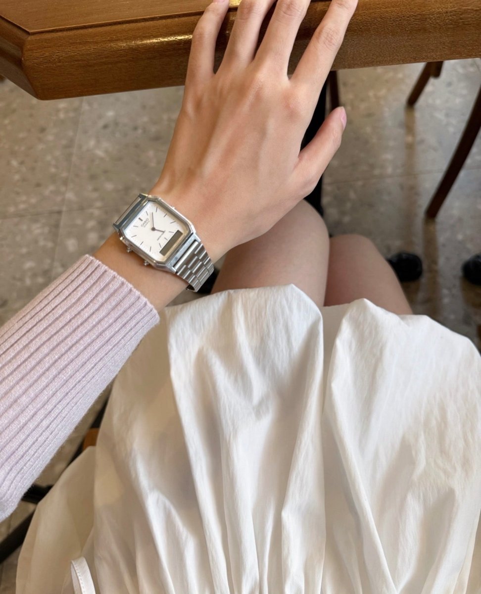 Casio 復古雙顯AQ-230A 銀白黑(3色) 情侶手錶首選!! - Topickstore