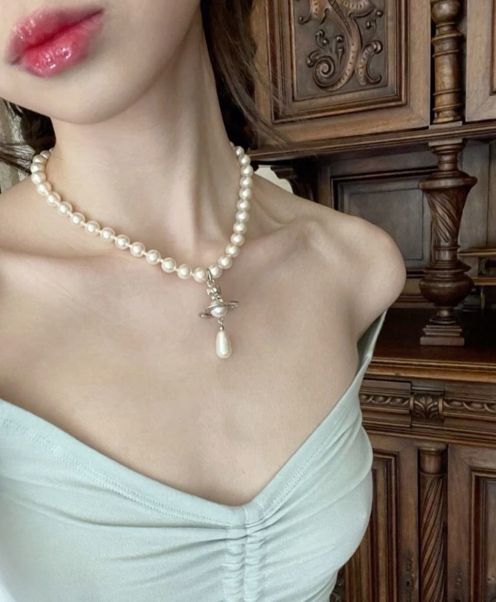 Vivienne Westwood One Row 水滴珍珠頸鏈｜[太研 Twice Mina同款!!!] - Topickstore