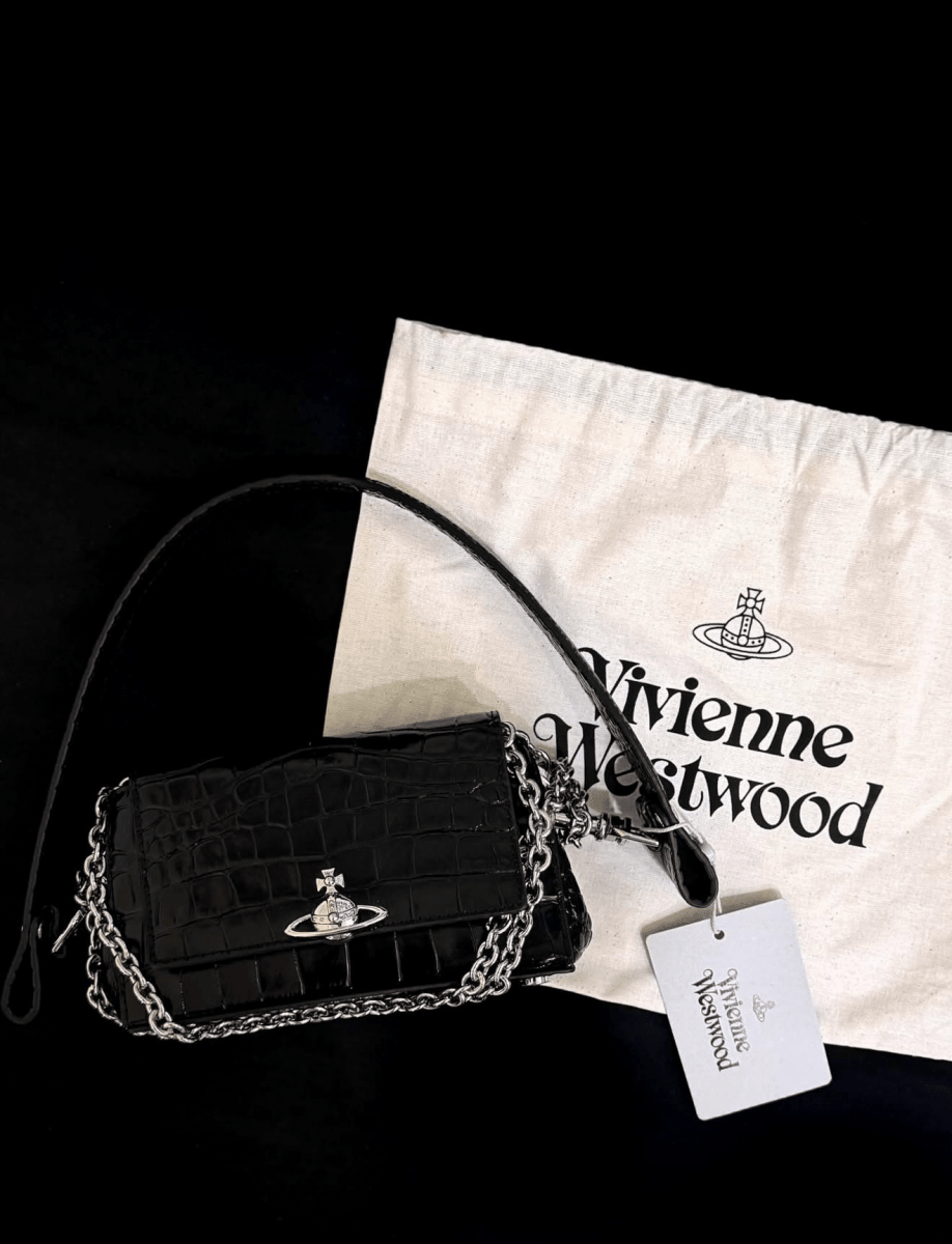 Vivienne Westwood Hazel 新版3D🪐黑色鱷魚壓紋手袋👜✨ - Topickstore
