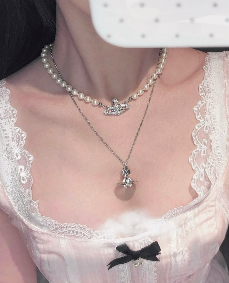 Vivienne Westwood Pina 白鑽土星頸鏈💎 - Topickstore