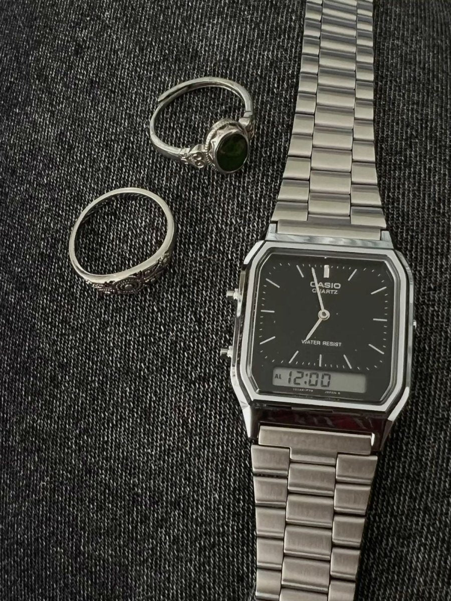 Casio 復古雙顯AQ-230A 銀白黑(3色) 情侶手錶首選!! - Topickstore