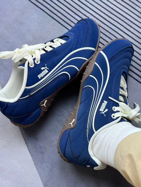 PUMA Novacat Luxe薄底限定黑白藍復古賽車鞋 - TOPICKSTORE