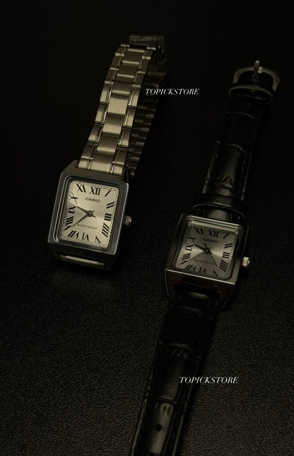 「千元內最美小方錶!!」Casio 法式復古皮革小方錶 - Topickstore