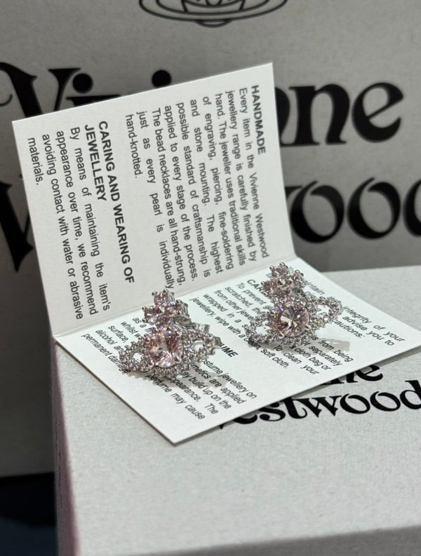Vivienne Westwood Valentina 花花粉鑽耳環 - Topickstore