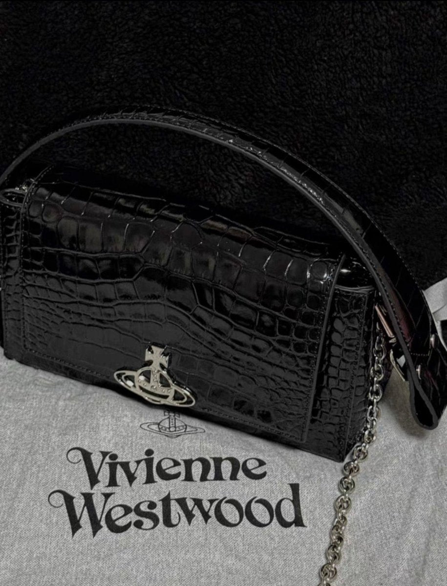 Vivienne Westwood Hazel 新版3D🪐黑色鱷魚壓紋手袋👜✨ - Topickstore