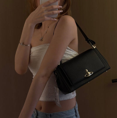 Vivienne Westwood Hazel Bag👜新版3D LOGO 復古皮革荔枝紋手袋 - TOPICKSTORE