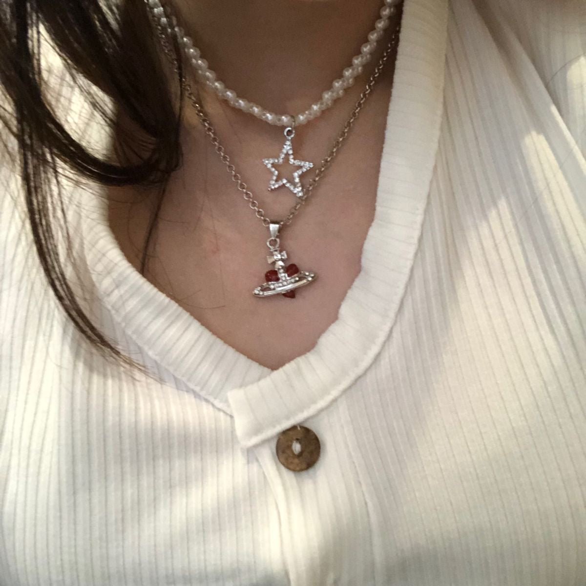 Vivienne Westwood Diamante Heart Necklace｜限定乾燥玫瑰粉色🌹 + 經典黑紅色🖤♥️ - Topickstore