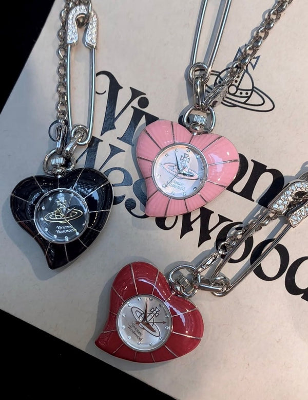 Vivienne Westwood 復古 Punk 風心形扣針陀錶頸鏈 🕰️♥️ - Topickstore
