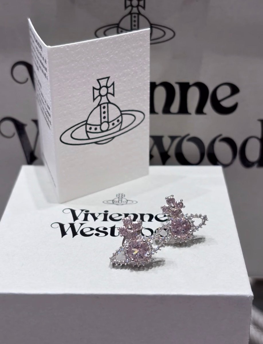 Vivienne Westwood Valentina 花花粉鑽耳環 - Topickstore