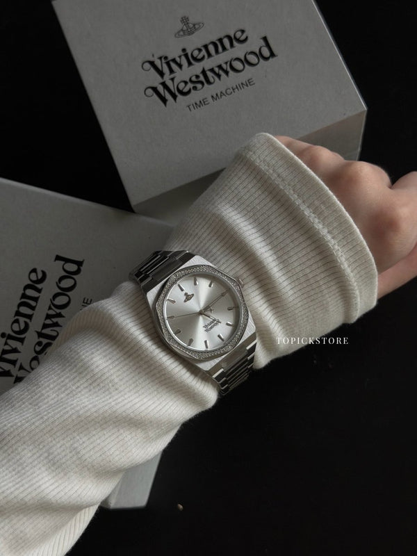 Vivienne Westwood Moonlight 白月光｜清冷感鑲鑽八角手錶 🌙✨ - TOPICKSTORE