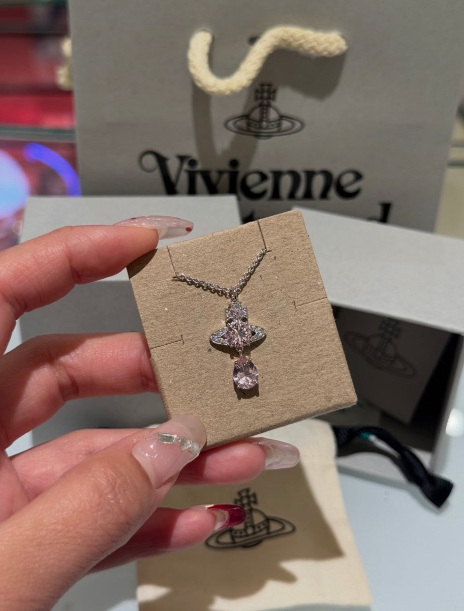 Vivienne Westwood Ismene Necklace 櫻花粉🌸人魚淚閃鑽頸鏈✨ - Topickstore