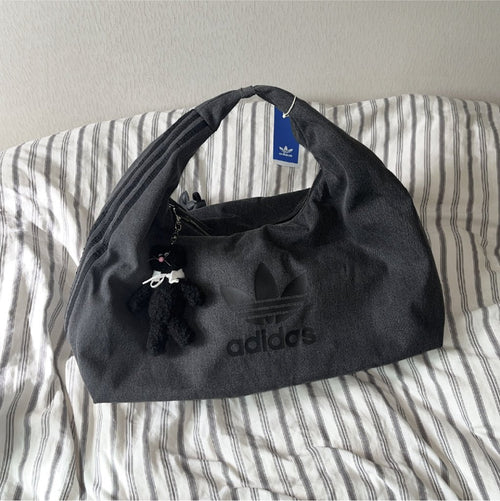 ADIDAS ORIGINALS 牛仔黑色🖤大容量雲朵包｜韓系鬆弛感單肩袋 - Topickstore