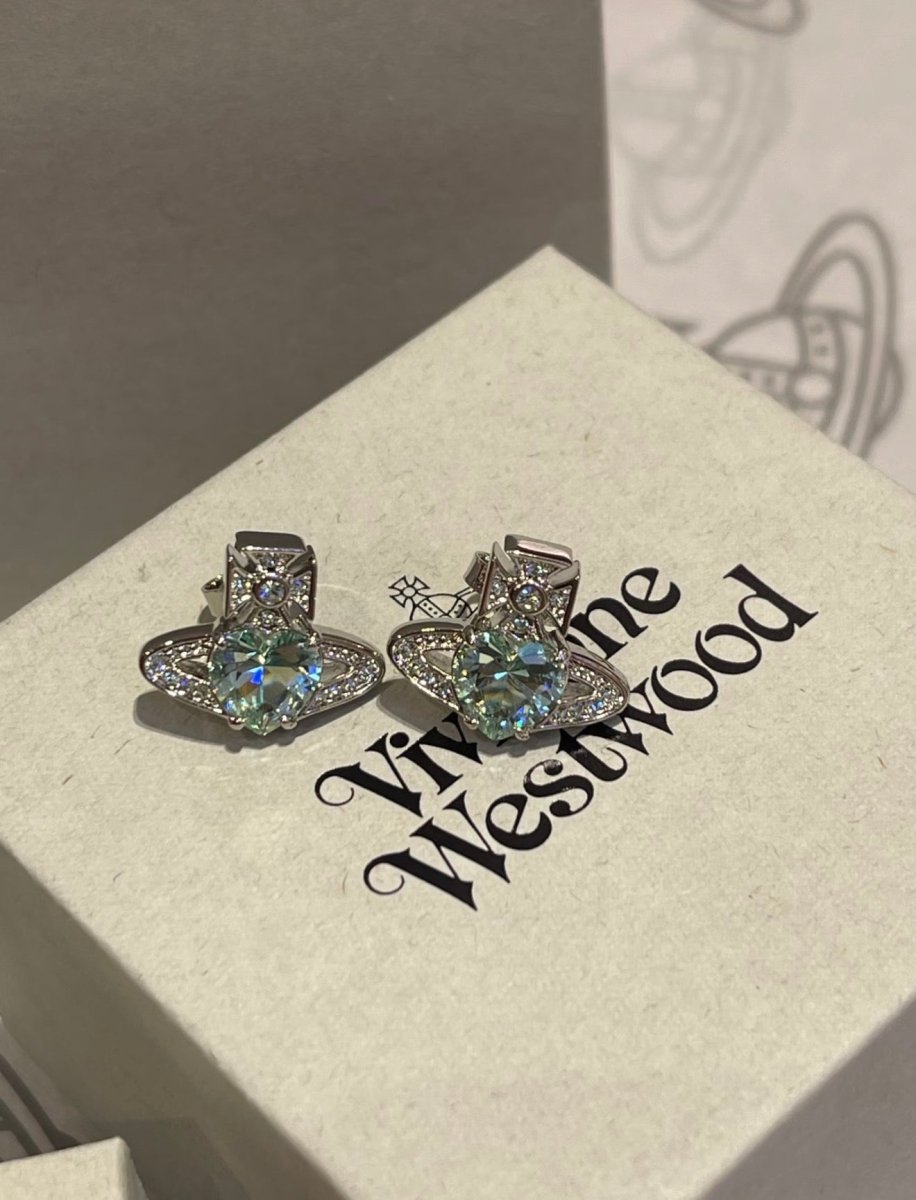 Vivienne Westwood Ariella Earrings 心形閃鑽系列耳環 (白/藍/薄荷綠) - Topickstore
