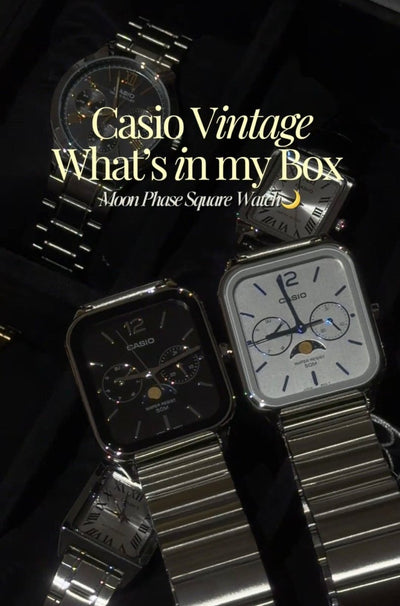 情侶錶首選! Casio 經典月相小方錶 (黑/白兩色)🌙 - TOPICKSTORE
