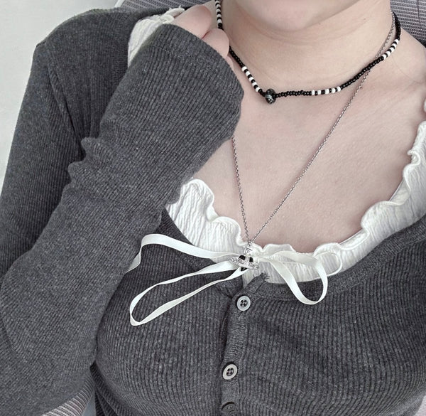 Vivienne Westwood Diamante Heart Necklace｜限定乾燥玫瑰粉色🌹 + 經典黑紅色🖤♥️ - Topickstore