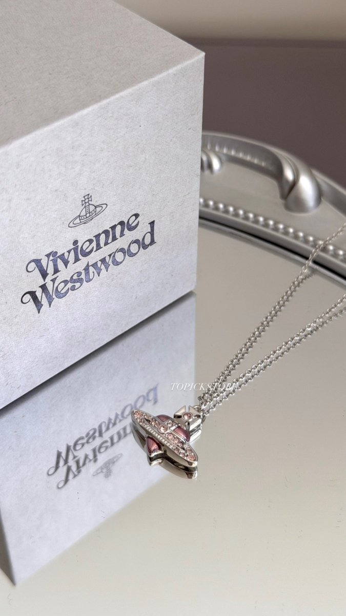 Vivienne Westwood Diamante Heart Necklace｜限定乾燥玫瑰粉色🌹 + 經典黑紅色🖤♥️ - Topickstore