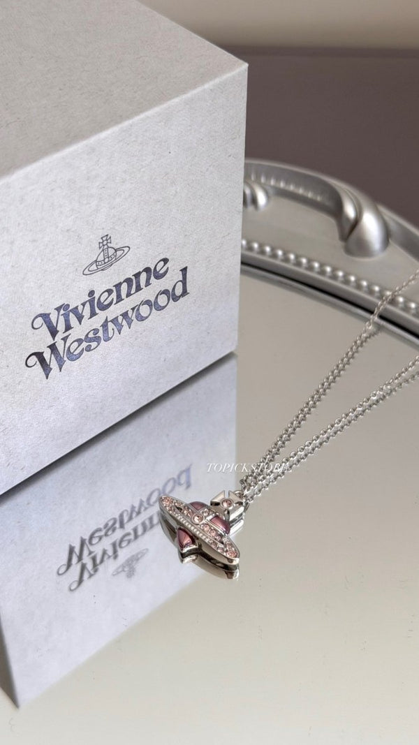 Vivienne Westwood Diamante Heart Necklace｜限定乾燥玫瑰粉色🌹 + 經典黑紅色🖤♥️ - Topickstore