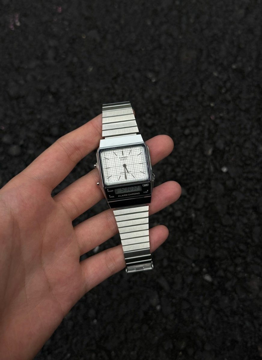 CASIO Vintage復古雙顯金屬手錶 (黑白兩色) - Topickstore