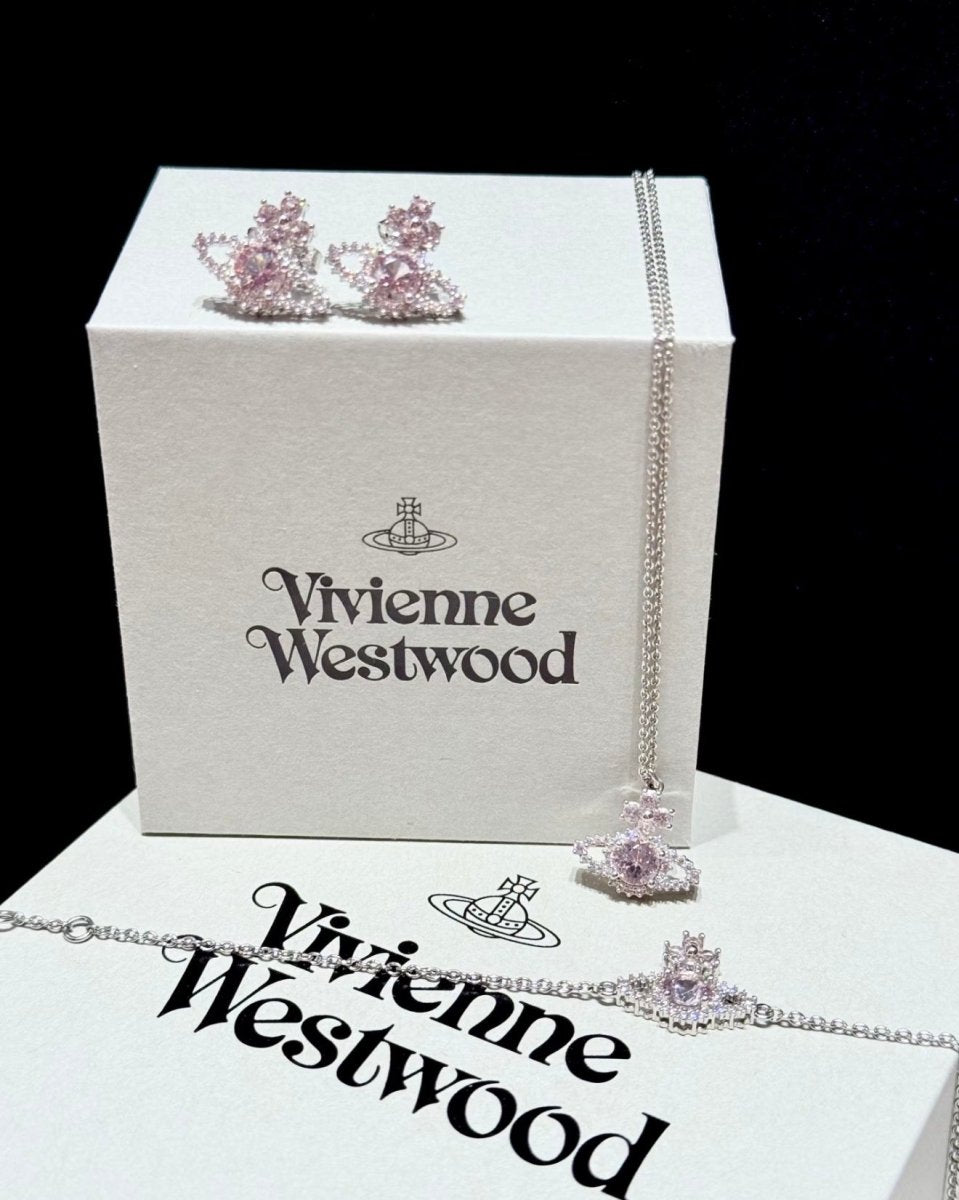 Vivienne Westwood Valentina 花花粉鑽耳環 - Topickstore
