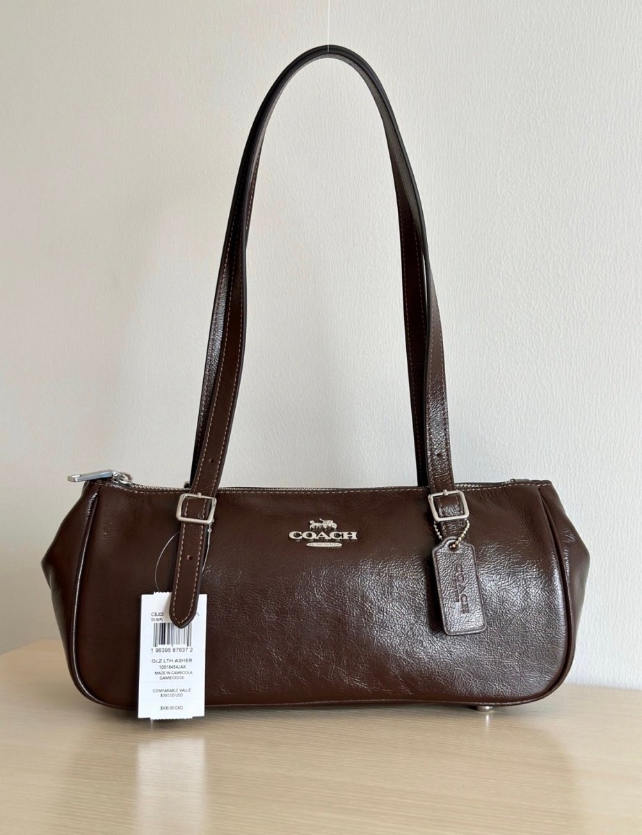 Coach Asher 34 🕯️油蠟皮復古單肩包🖤｜最熱賣兩色：￼楓葉棕🍁 & 黑色🖤 - Topickstore