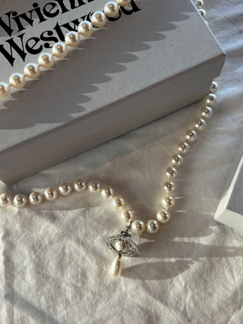 Vivienne Westwood One Row 水滴珍珠頸鏈｜[太研 Twice Mina同款!!!] - Topickstore