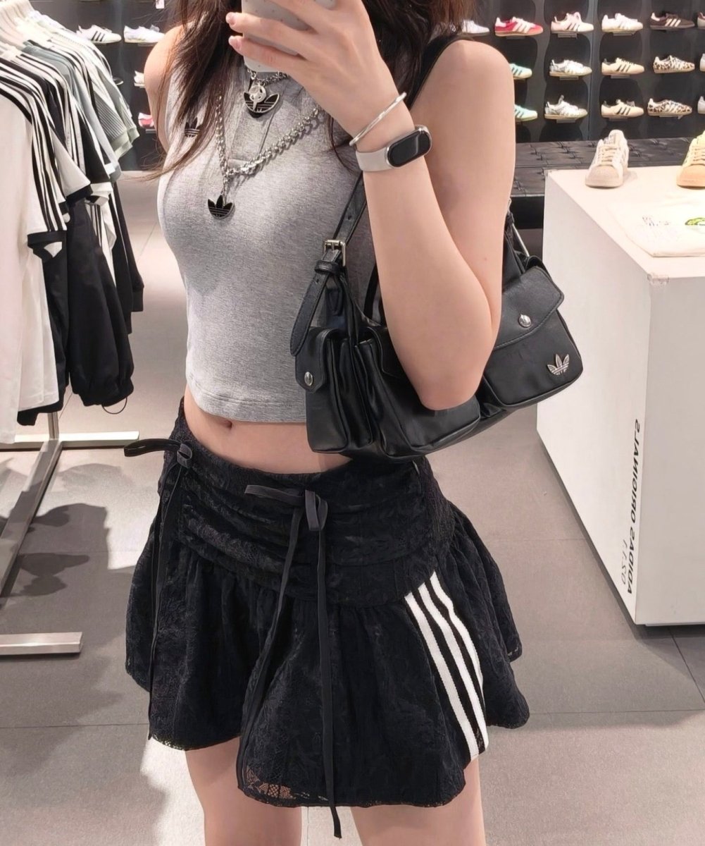 Adidas Originals 黑色經典復古運動單肩包 - Topickstore