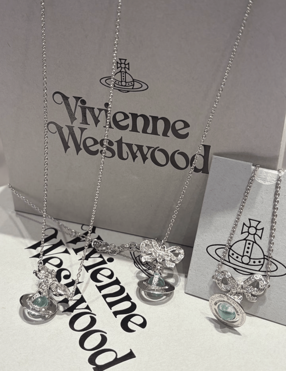 ⁠⁠Vivienne Westwood Octavie Pendant Necklace 限定色薄荷綠💚|純銀蝴蝶結閃鑽頸鏈 - Topickstore