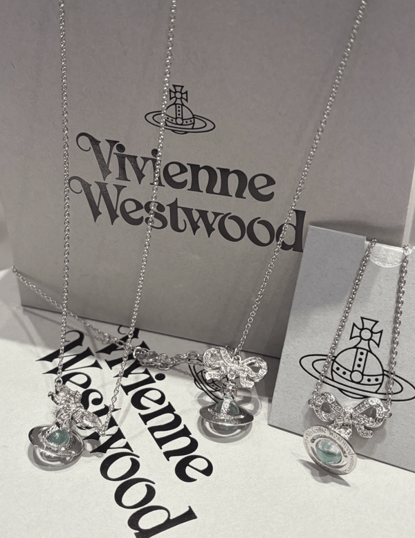 ⁠⁠Vivienne Westwood Octavie Pendant Necklace 限定色薄荷綠💚|純銀蝴蝶結閃鑽頸鏈 - Topickstore