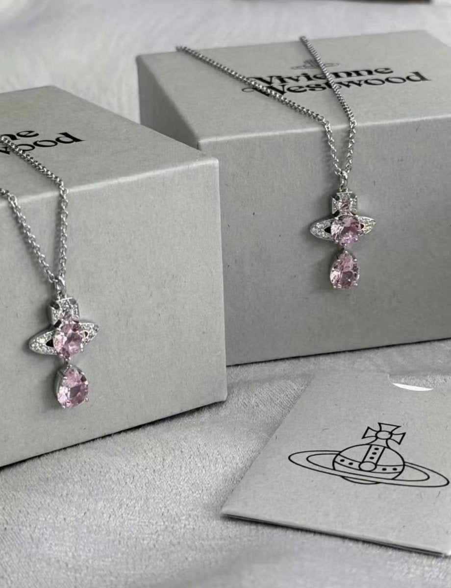 Vivienne Westwood Ismene Necklace 櫻花粉🌸人魚淚閃鑽頸鏈✨ - Topickstore