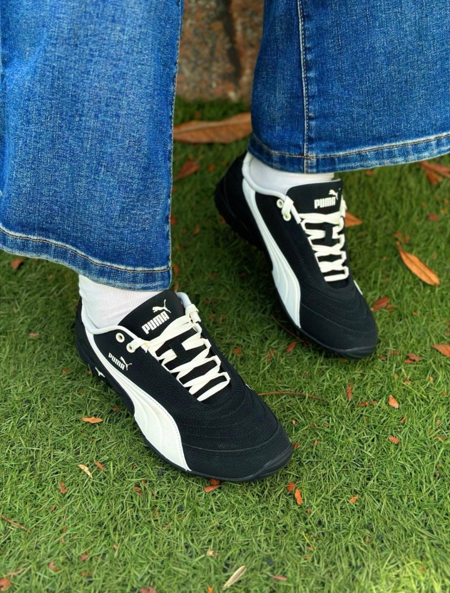 PUMA Novacat Luxe薄底限定黑白藍復古賽車鞋 - TOPICKSTORE