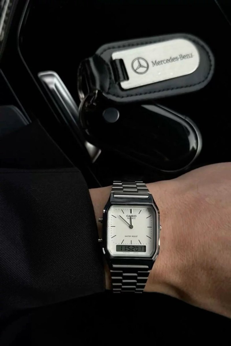 Casio 復古雙顯AQ-230A 銀白黑(3色) 情侶手錶首選!! - Topickstore