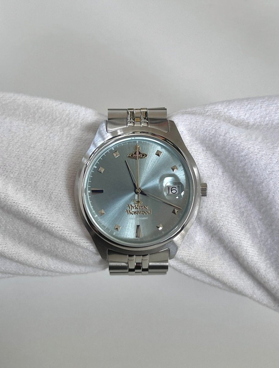 (小/大錶面)Vivienne Westwood Camberwell Watch - 超顯白冰川藍 [最熱賣情侶錶款］ - Topickstore