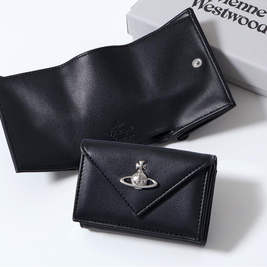 「全球極度缺貨🔥新版 3D 立體黑銀土星 × 奢華壓紋鱷魚皮🖤✨」Vivienne Westwood Envelope Mini Wallet - Topickstore