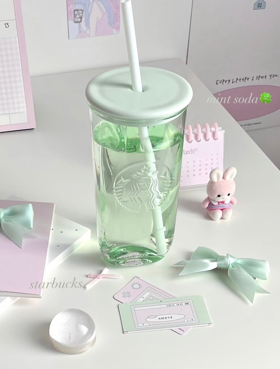 【 亞太區限定 】薄荷綠💚Starbucks超耐熱玻璃吸管杯｜有這杯我要瘋狂喝水了～ - Topickstore