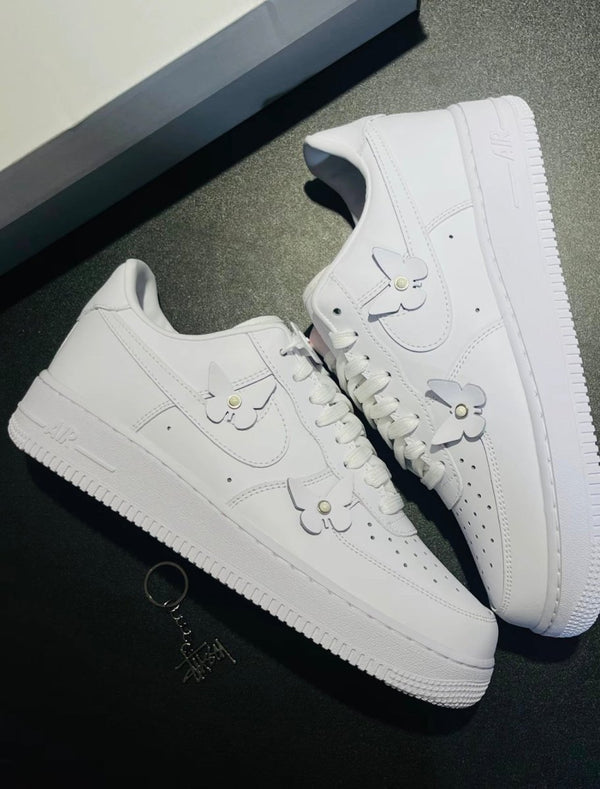 Nike Air Force 1 Low "Butterfly" 立體蝴蝶全白女鞋 - Topickstore