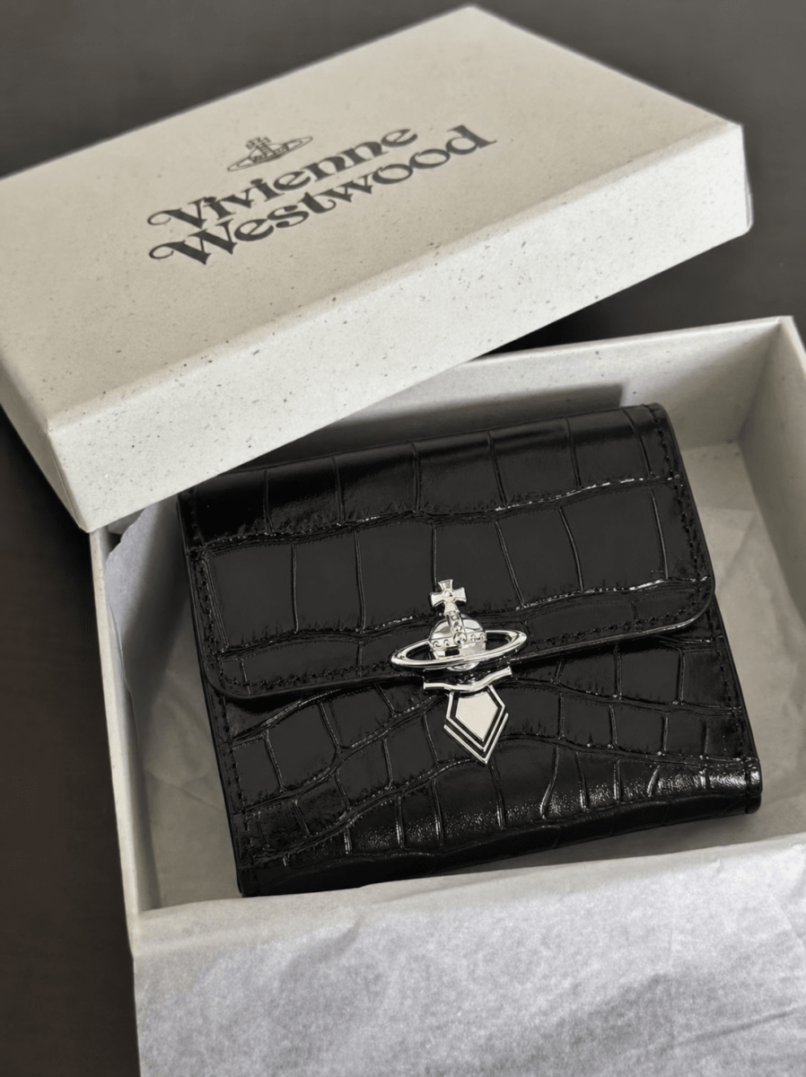 Vivienne Westwood Orb Clasp Wallet 2026✨新款鱷魚皮ORB垂墜銀包🖤 - Topickstore