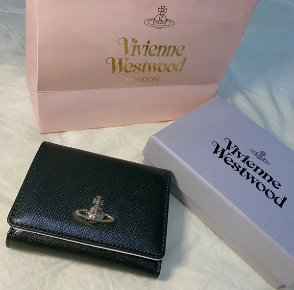 Vivienne Westwood Small Frame Wallet🕰️復古黑金十字紋皮革銀包✨ - Topickstore