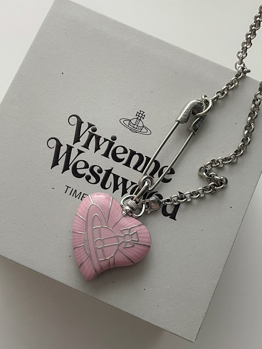 Vivienne Westwood 復古 Punk 風心形扣針陀錶頸鏈 🕰️♥️ - Topickstore