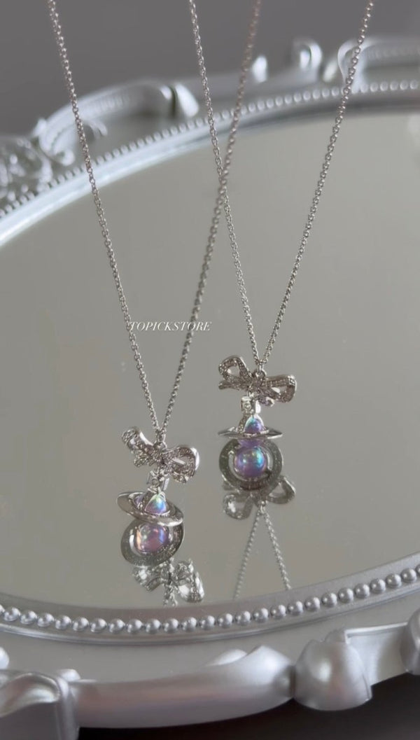 ⁠⁠Vivienne Westwood Octavie Pendant Necklace 英國限定糖果幻彩色🍬純銀蝴蝶結閃鑽鏈🫧超限量發售！！ - Topickstore