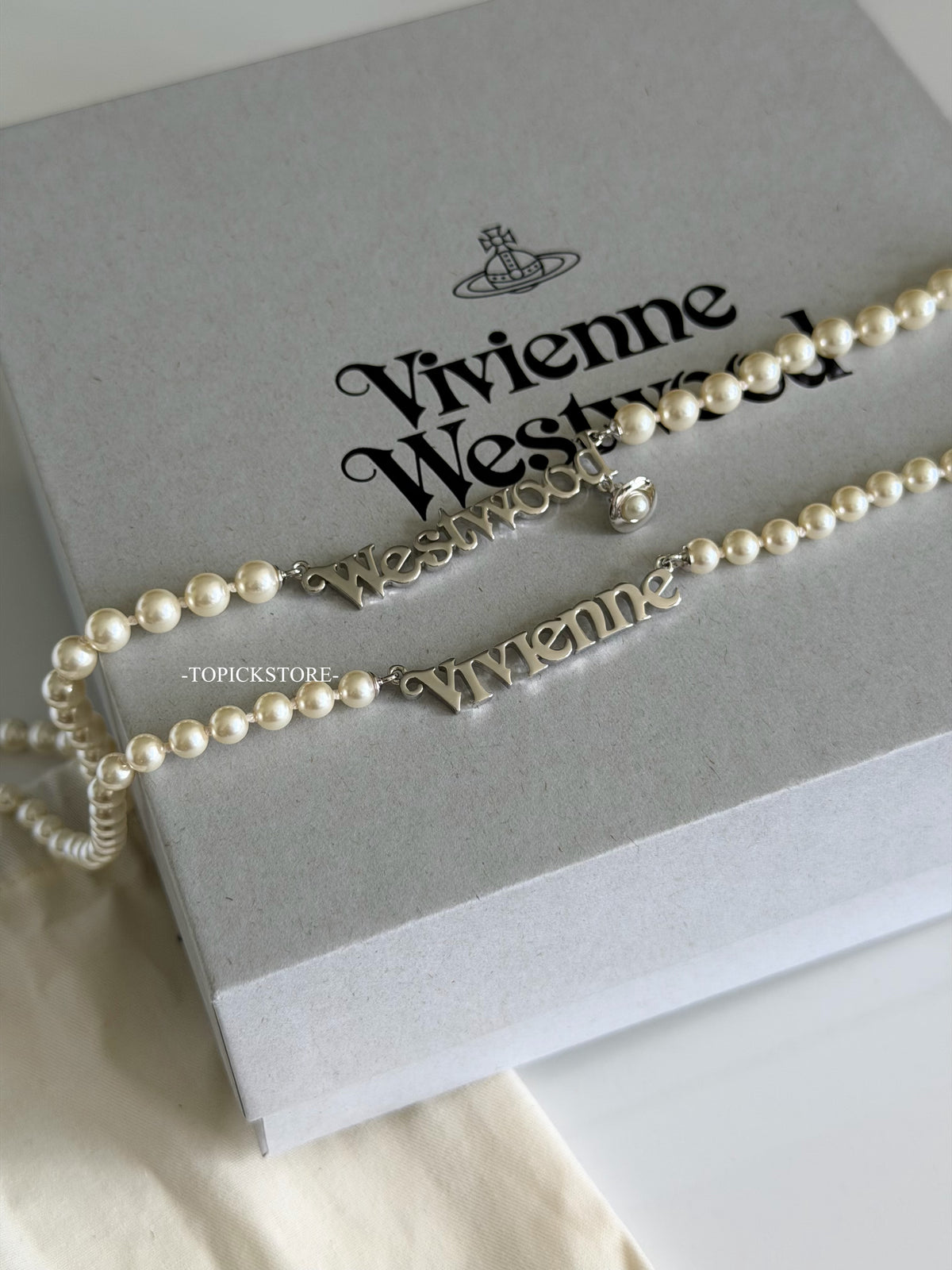 Vivienne Westwood Amelia Double Layer Logo Pearl Bracelet | As worn by Miyeon ✨