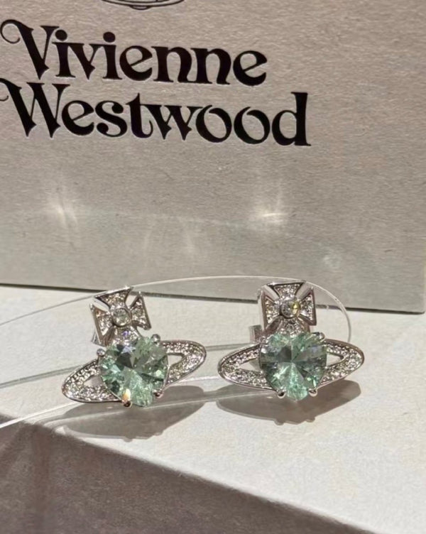 Vivienne Westwood Ariella Earrings 心形閃鑽系列耳環 (白/藍/薄荷綠) - Topickstore