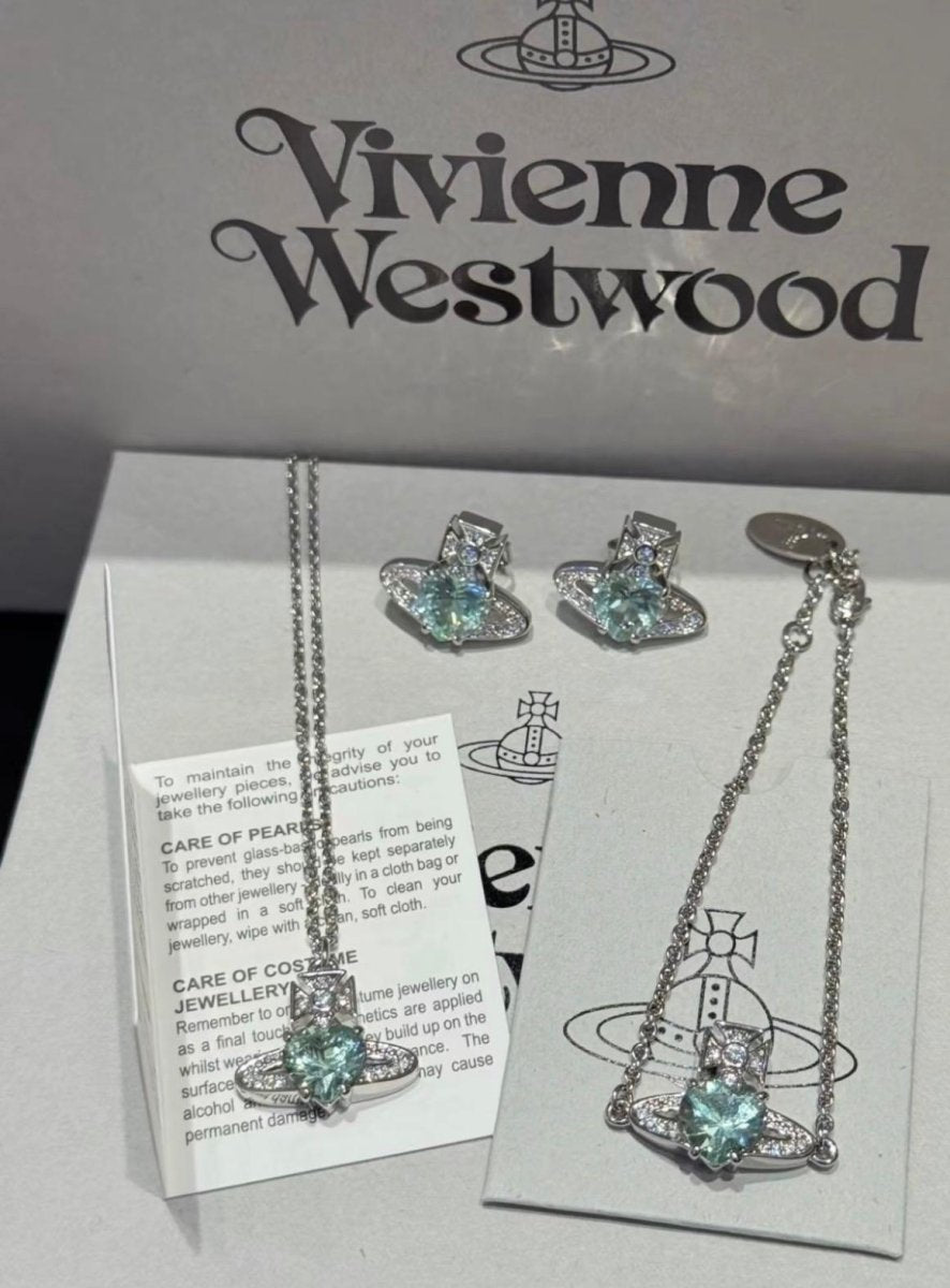 Vivienne Westwood Ariella Earrings 心形閃鑽系列耳環 (白/藍/薄荷綠) - Topickstore
